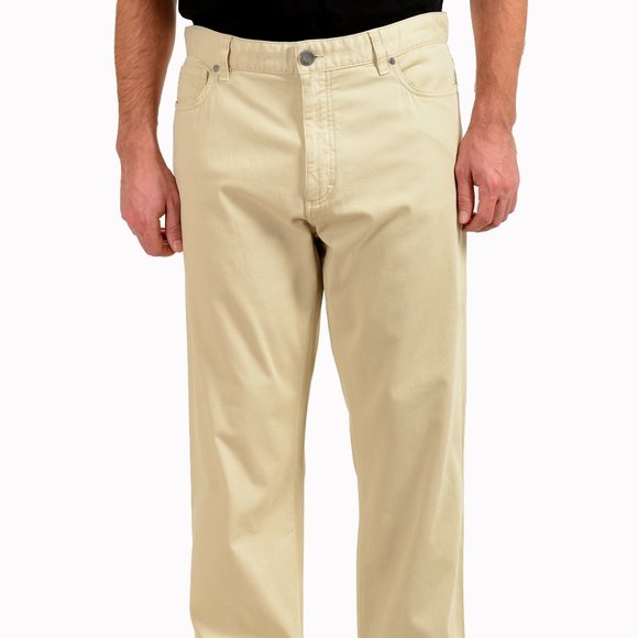 Ermenegildo Zegna Men's Beige Stretch Straight Leg Jeans US 40 IT 56